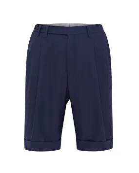 Corneliani Super 130 Pleated Washable Shorts (Navy)