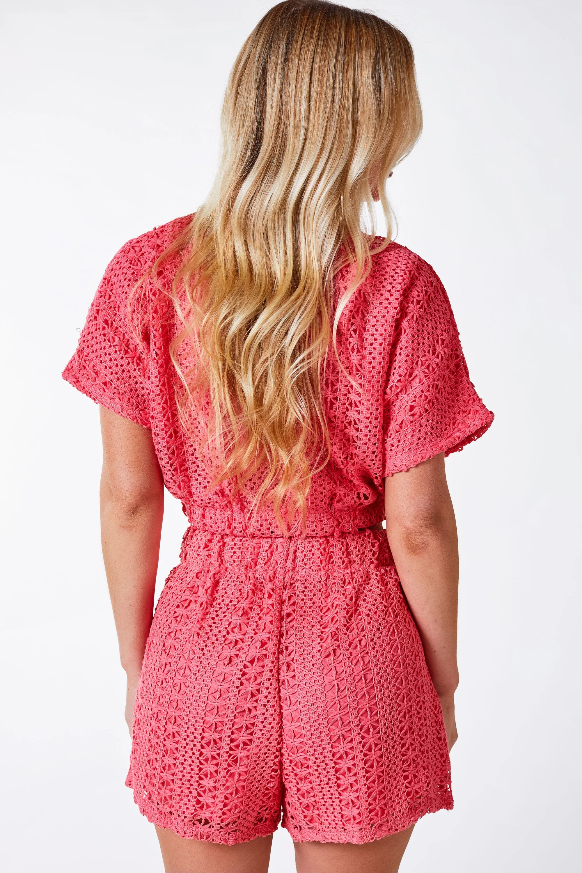 Cosima Coral Lace Shorts and Top Set