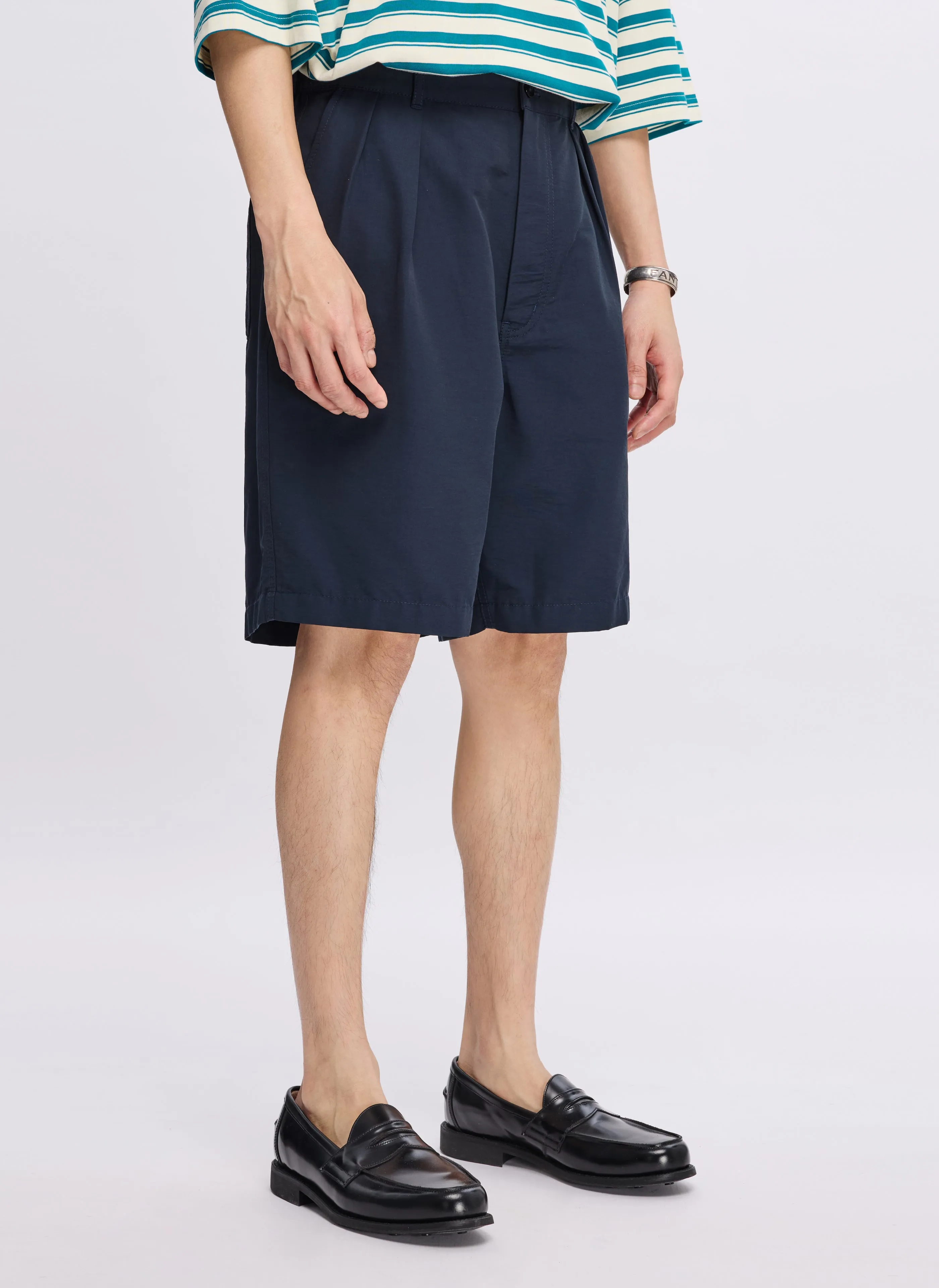 Cotton Nylon Pleated Shorts