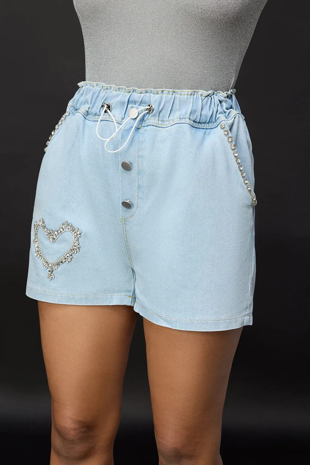 Crystal Heart Blue Flexible Shorts