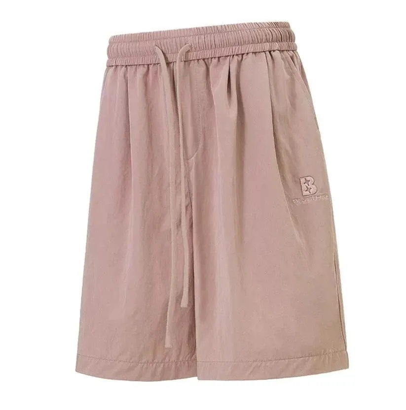 Drawstring Nylon Knee Shorts