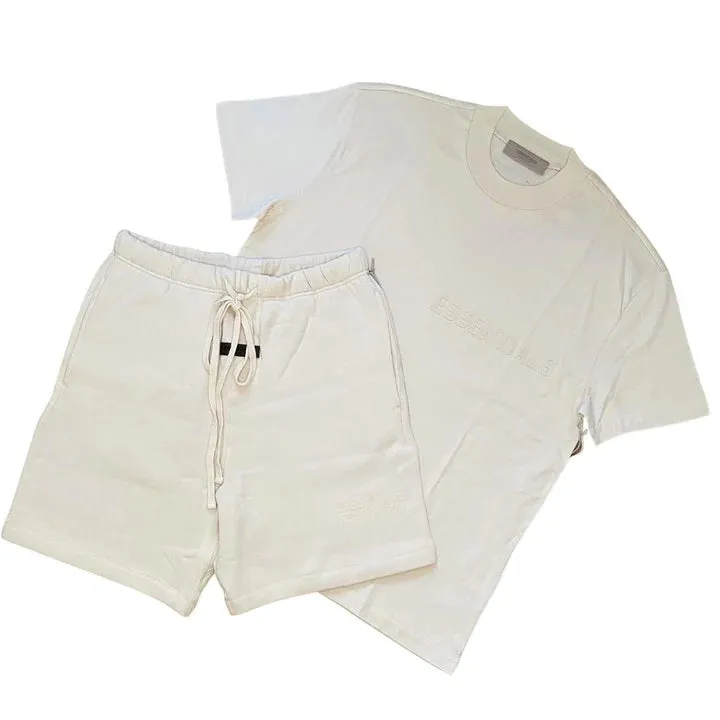 FEAR OF GOD ESSENTIALS EGGSHELL SHORTS AND TEE SETS