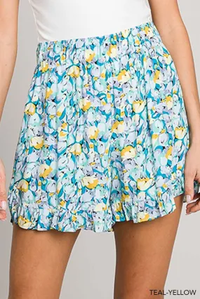 Floral Ruffle Hem Short