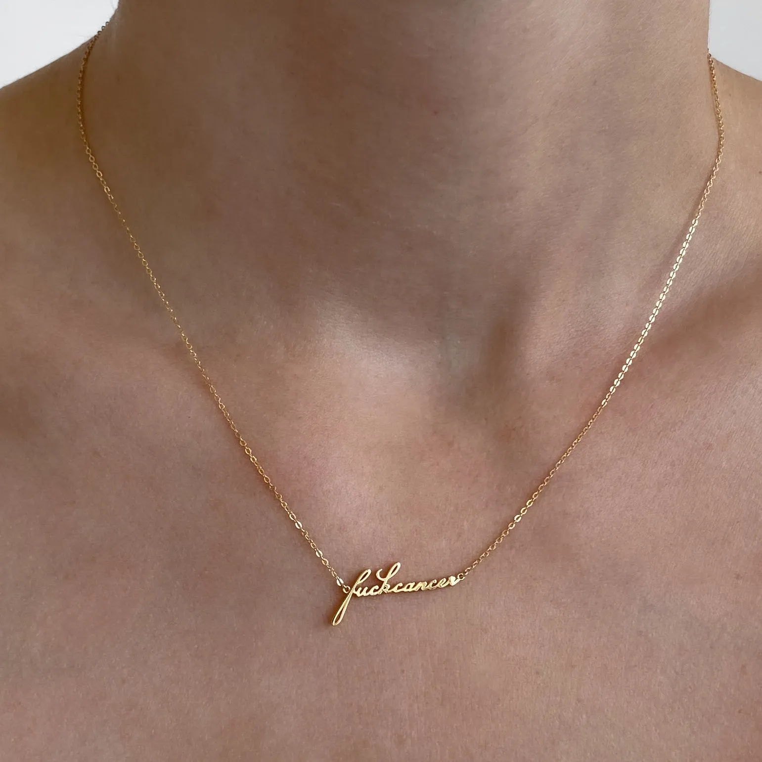 Fuck Cancer Script Necklace