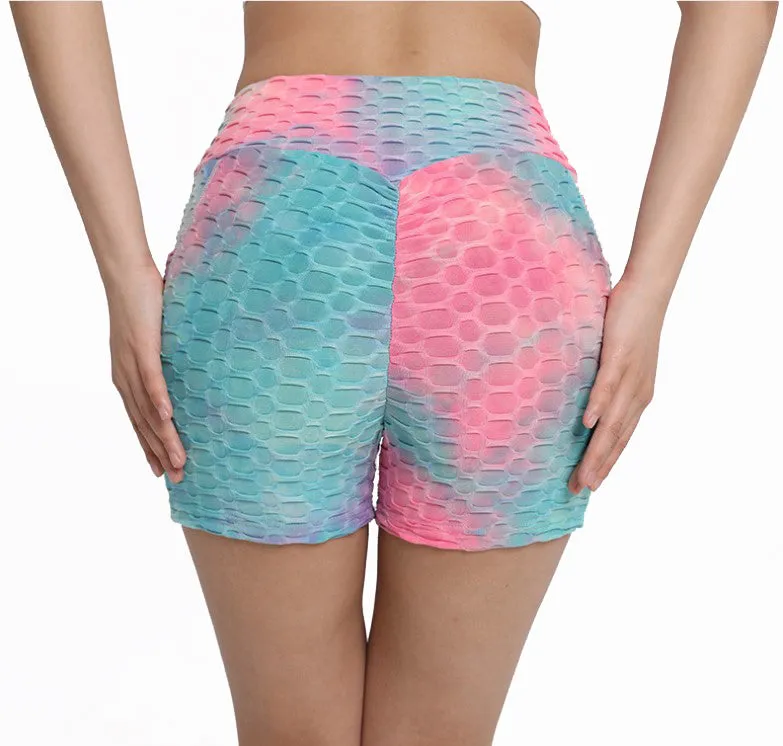 Haute Edition Women's Butt Lifting Tie Dye High Waist Bike Shorts with Phone Pcoket