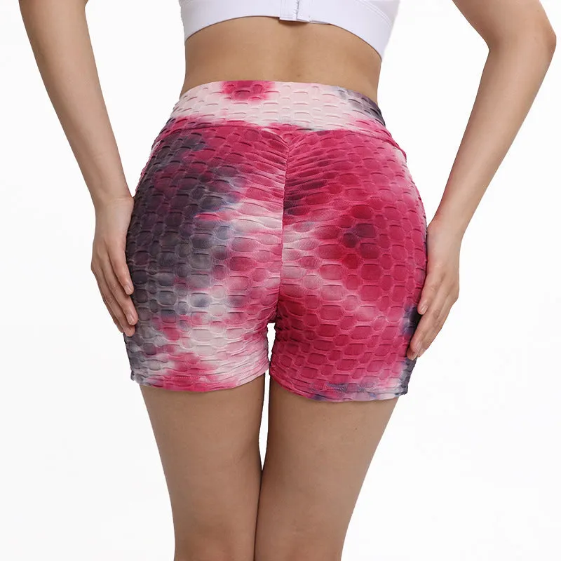 Haute Edition Women's Butt Lifting Tie Dye High Waist Bike Shorts with Phone Pcoket