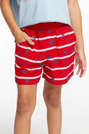 Heart Stripe Girls Shorts