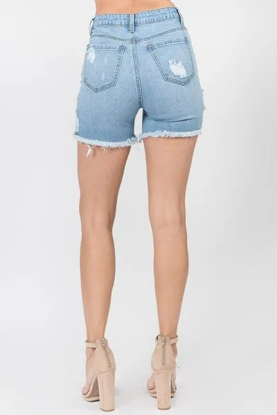 Hey Girl Distressed Shorts