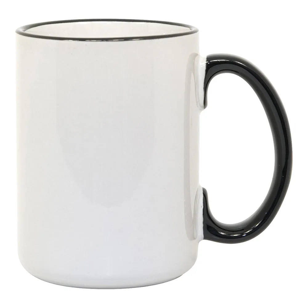 HPN ORCA Premium 15 oz. Color Rim   Handle Sublimation Ceramic Mug - 36 per Case