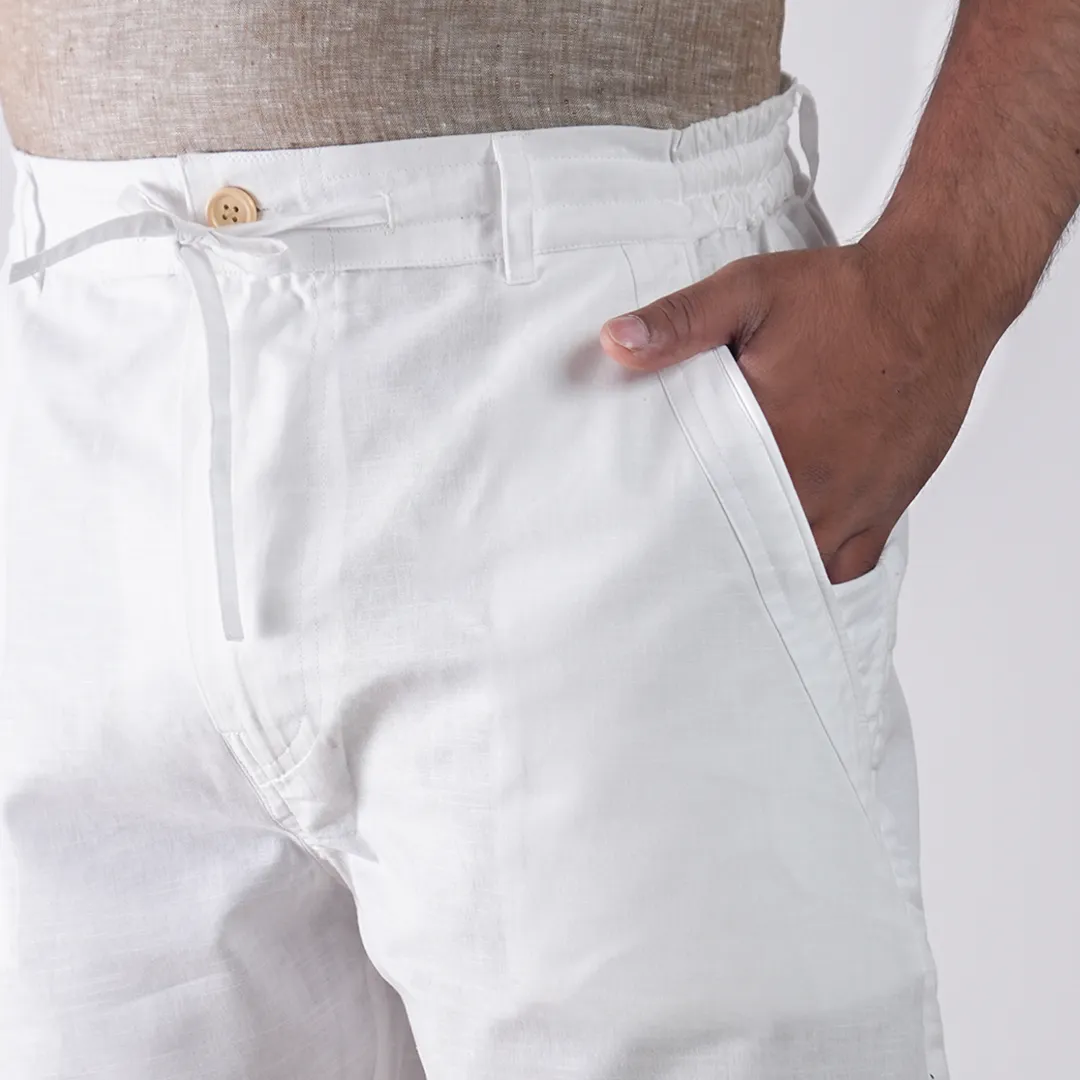 Ivory Cotton Linen Shorts