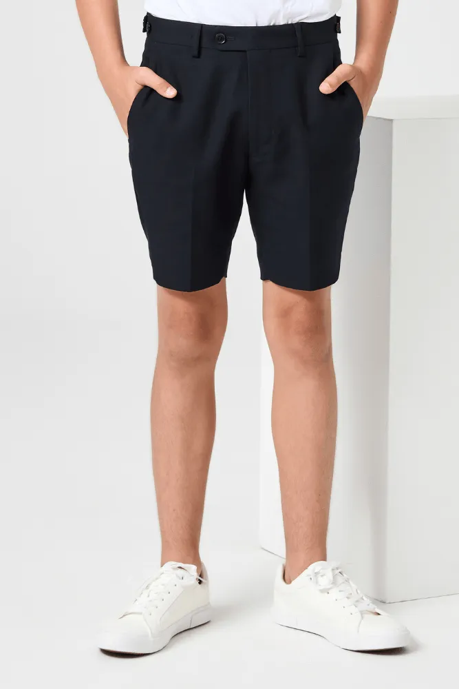 Jimi 2 Piece Shorts Suit - Black Cotton