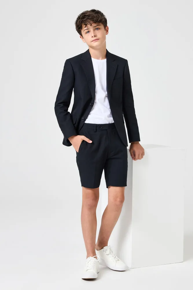 Jimi 2 Piece Shorts Suit - Black Cotton