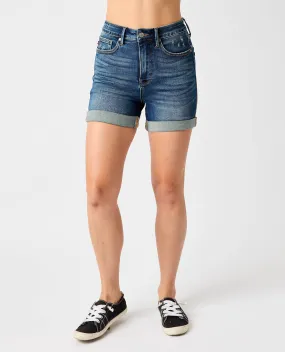 Judy Blue High Waist Tummy Control Vintage Wash Cuffed Shorts