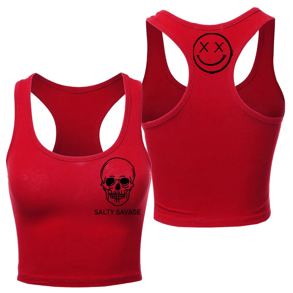 Ladies "Basic Skull" Racerback Crop Tank