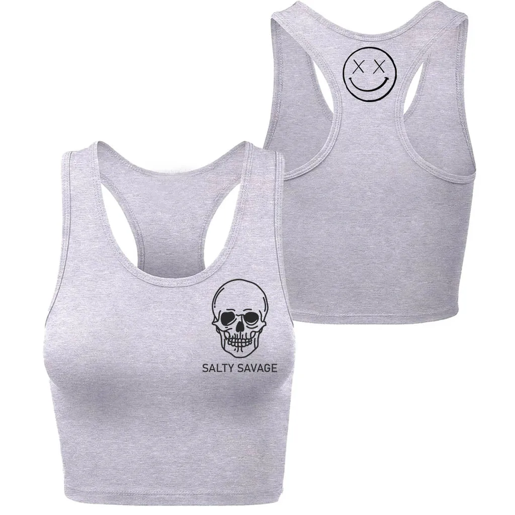 Ladies "Basic Skull" Racerback Crop Tank