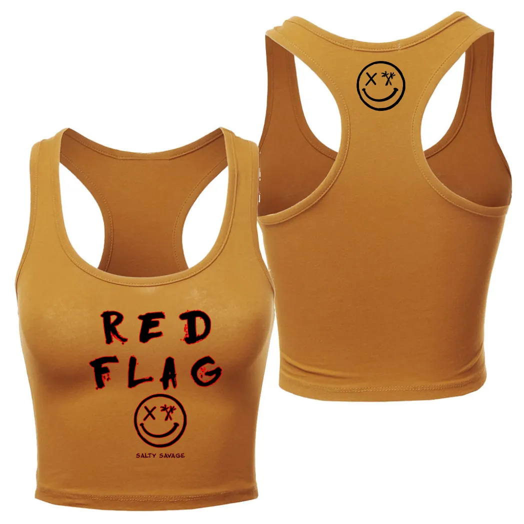 Ladies "RED FLAG" Racerback Crop Tank