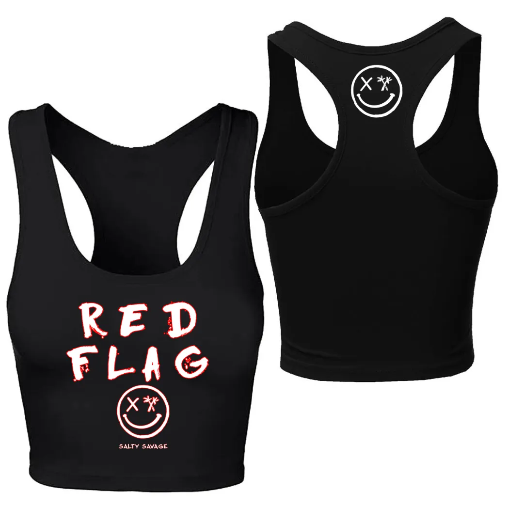 Ladies "RED FLAG" Racerback Crop Tank