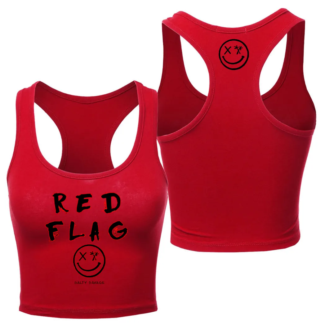 Ladies "RED FLAG" Racerback Crop Tank