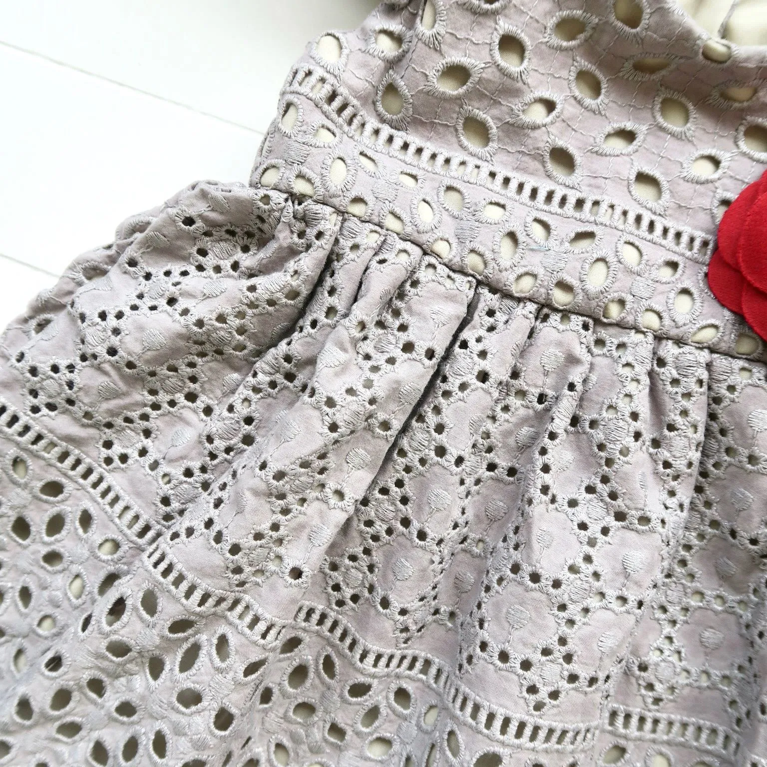 Lotus Dress in Silver Gray Eyelet