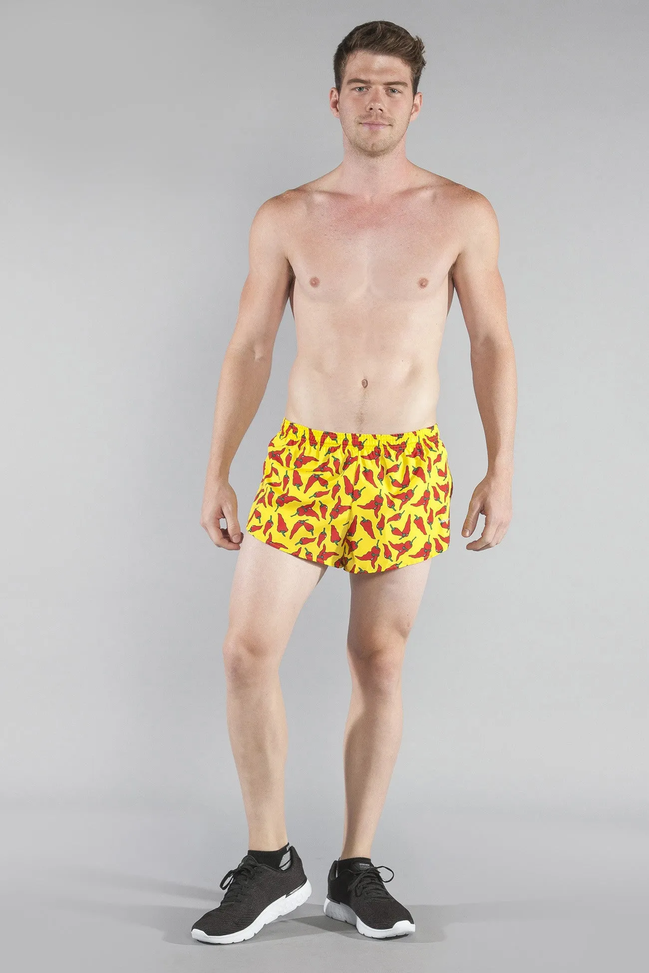 Men's 1" Elite Split Shorts- Yellow Chili Pepper