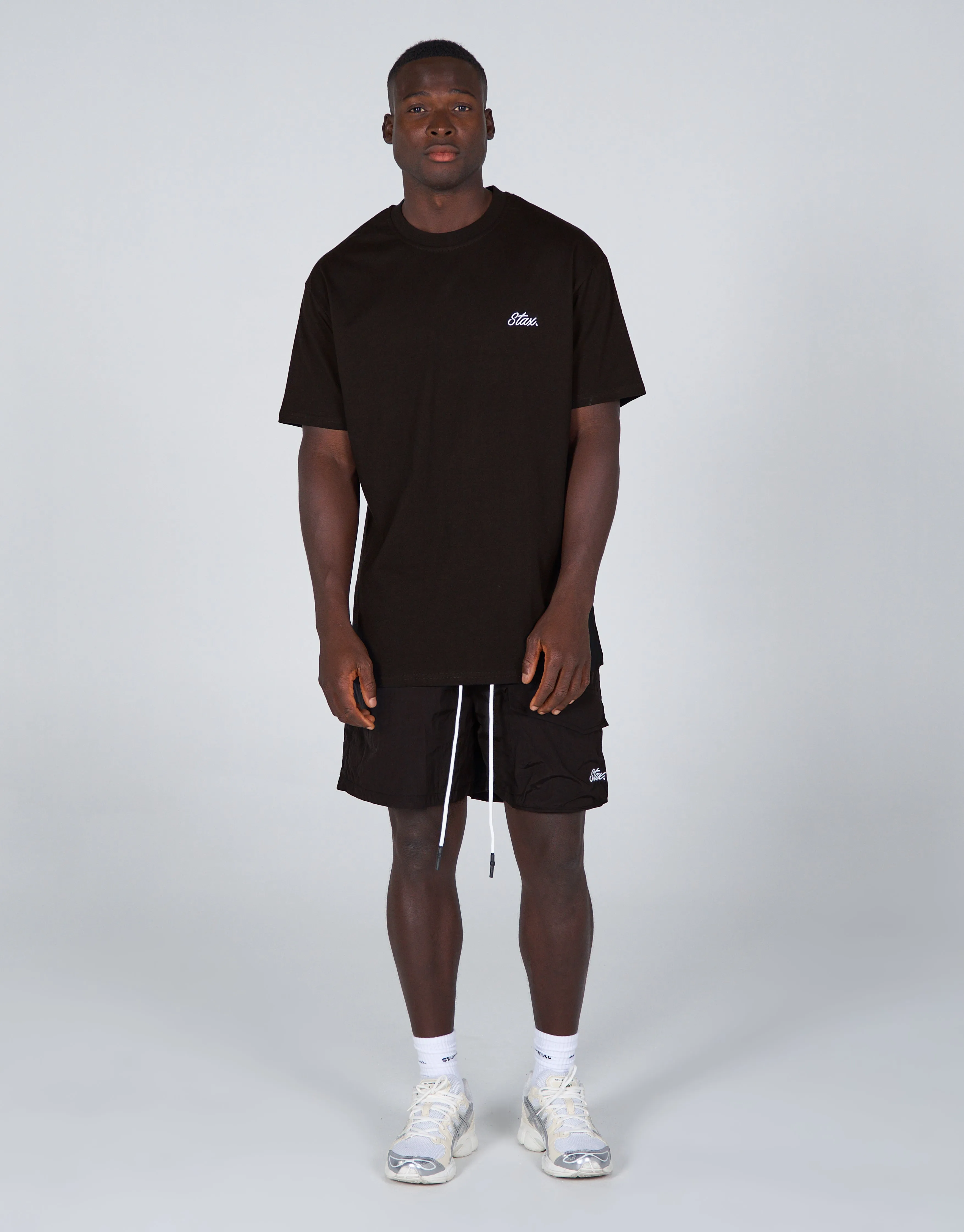 Mens Cursive Nylon Shorts - Boa (Black)