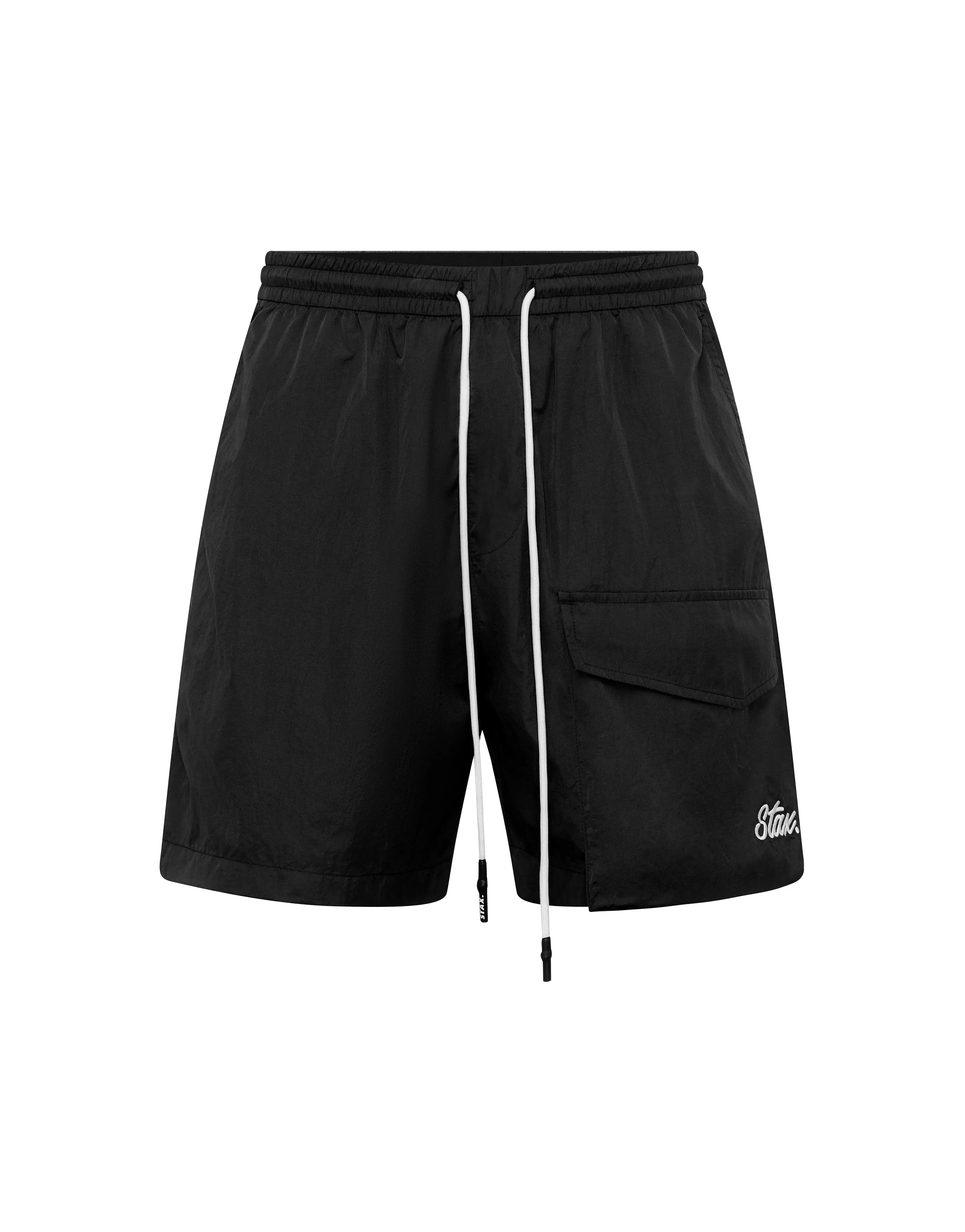 Mens Cursive Nylon Shorts - Boa (Black)