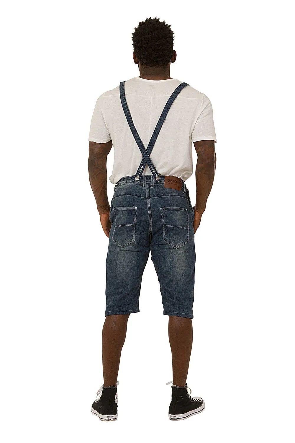 Men’s Denim Dungaree Shorts - Detachable Bib