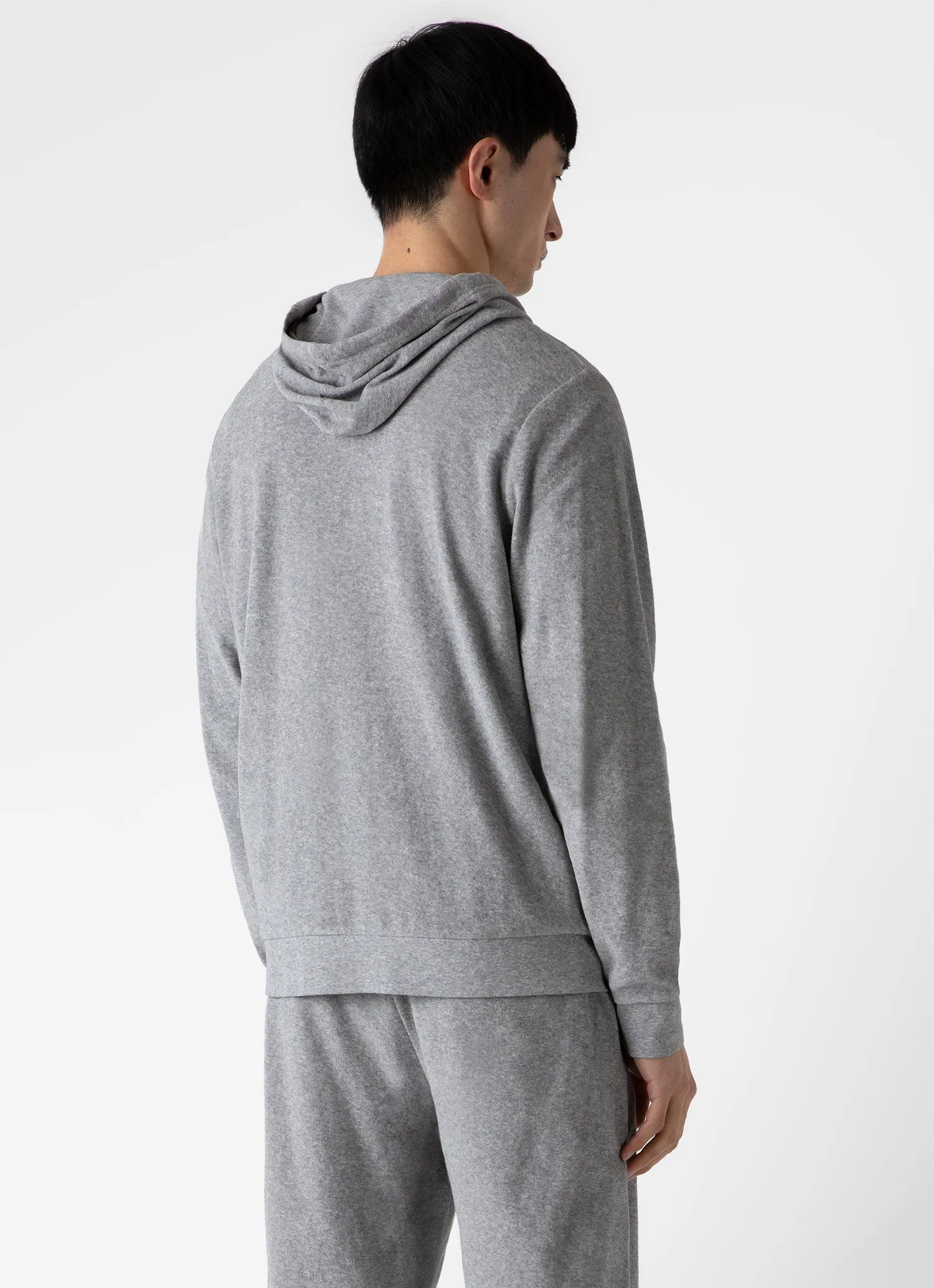 Men's Towelling Hoodie in Grey Melange