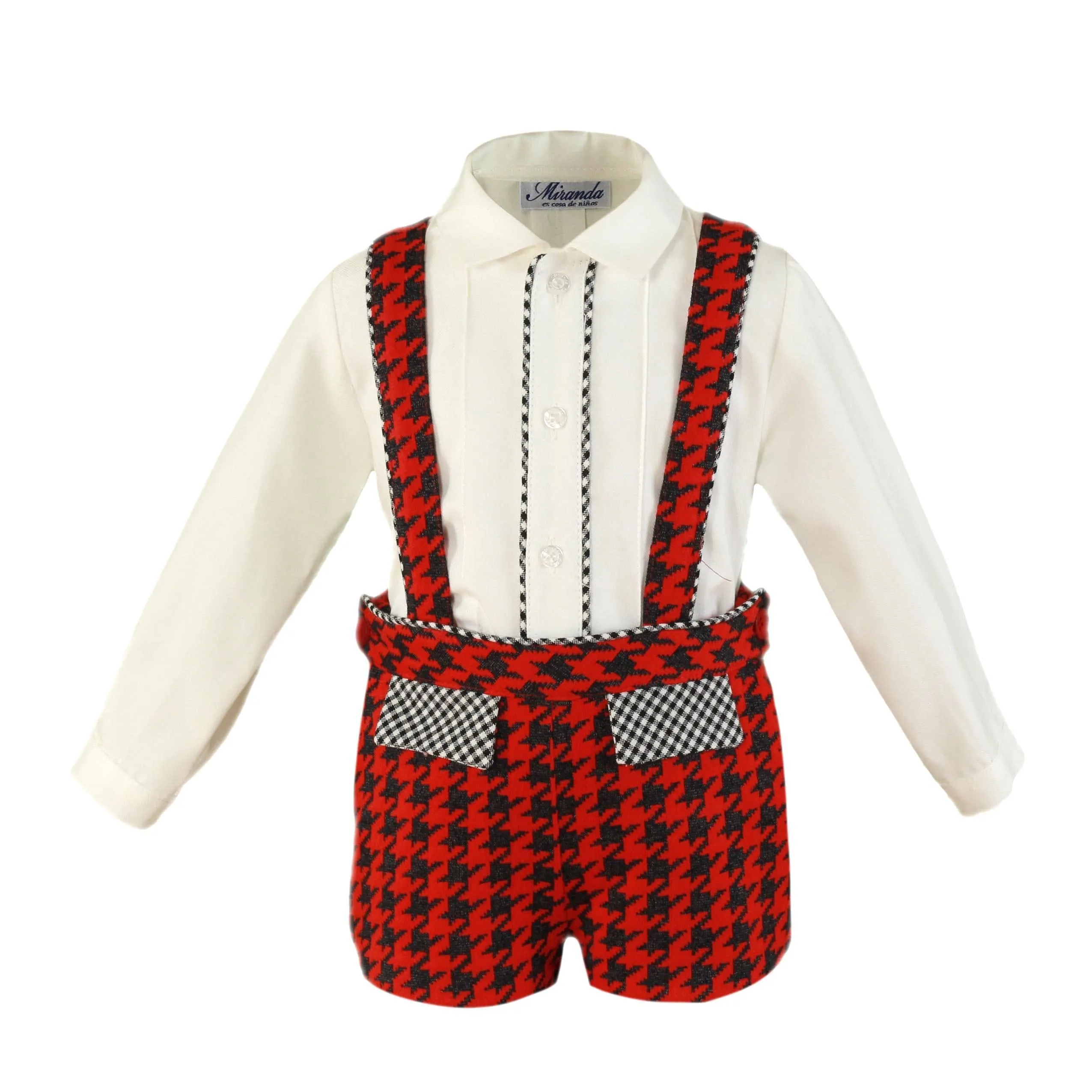 Miranda - Boys Red & Navy Print Shorts with Cream Shirt 147-23 6m