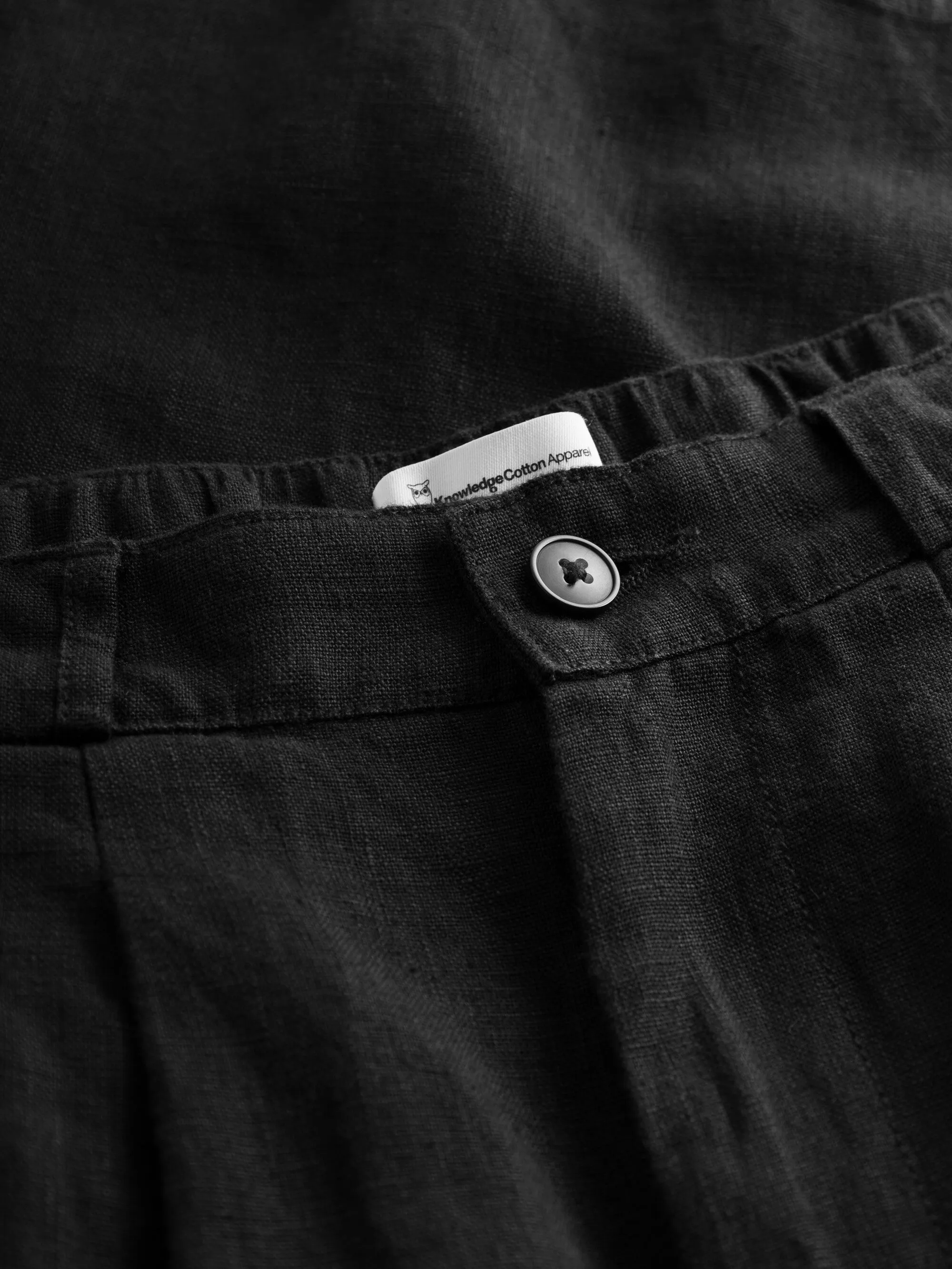 Natural linen baggy shorts - Black Jet