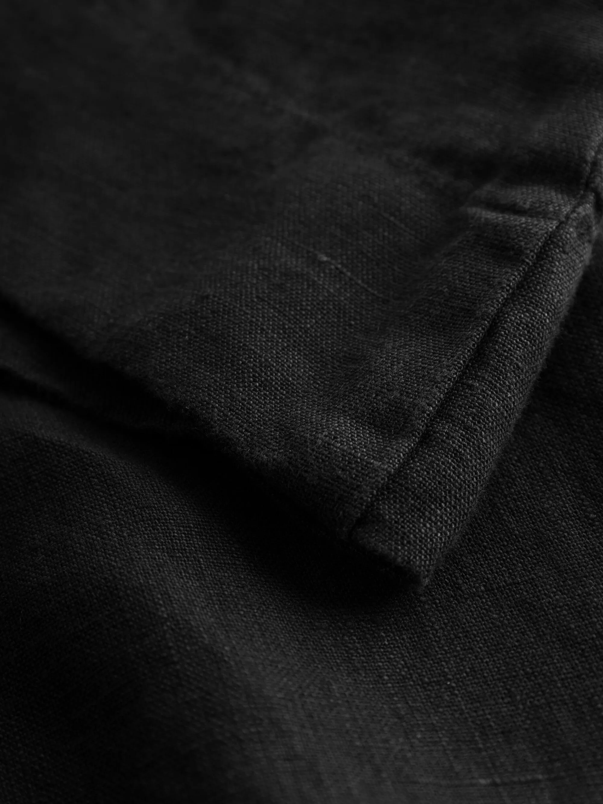 Natural linen baggy shorts - Black Jet