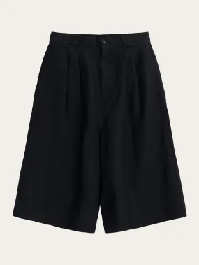 Natural linen baggy shorts - Black Jet