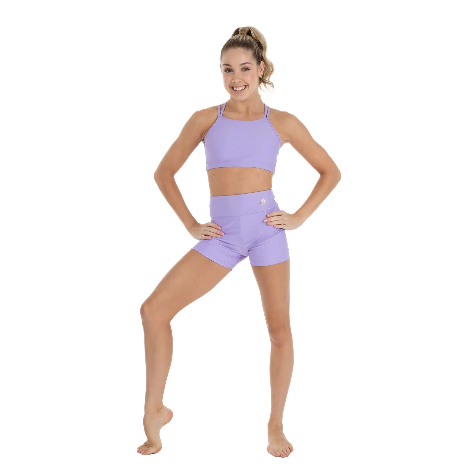 Nicole: Midi Length Bike Shorts in Lilac