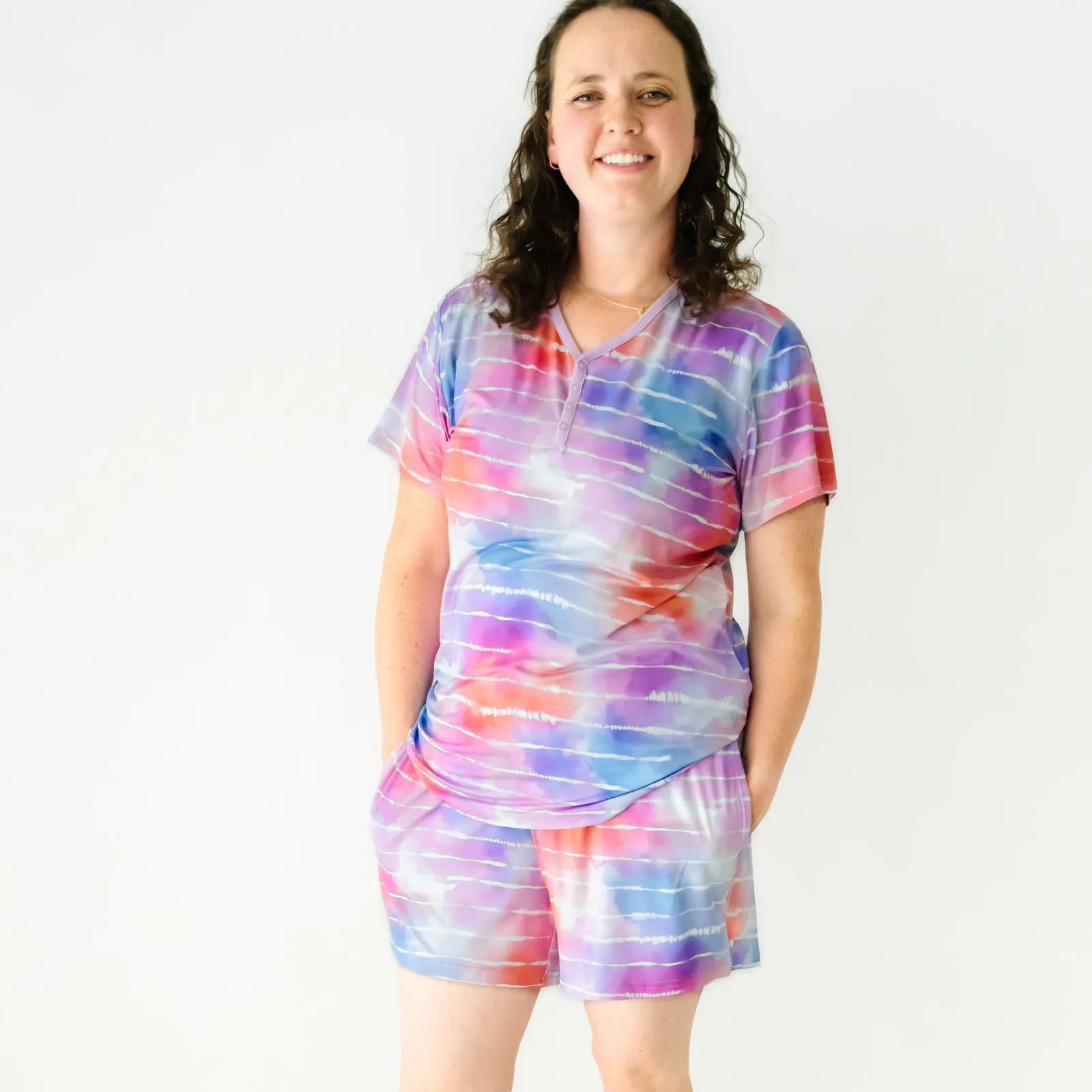 Pastel Tie Dye Dreams Women's Short Sleeve Pajama Top