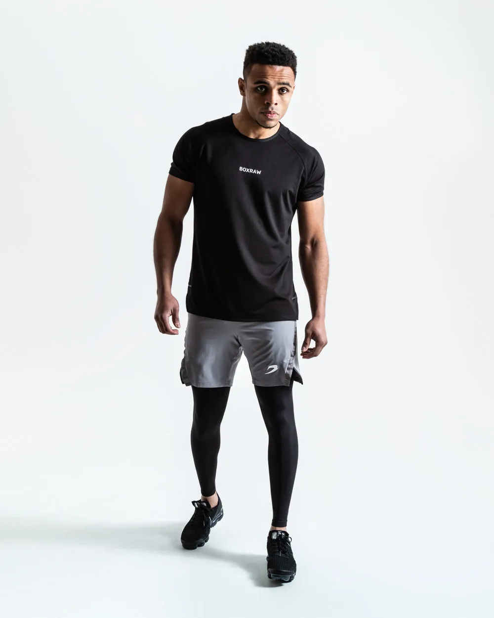 Optimized Title: Mens 2-in-1 Pep Shorts - Grey & Black Training Tights