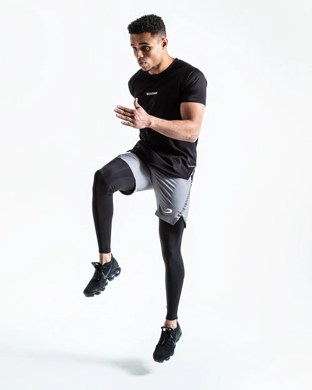 Optimized Title: Mens 2-in-1 Pep Shorts - Grey & Black Training Tights