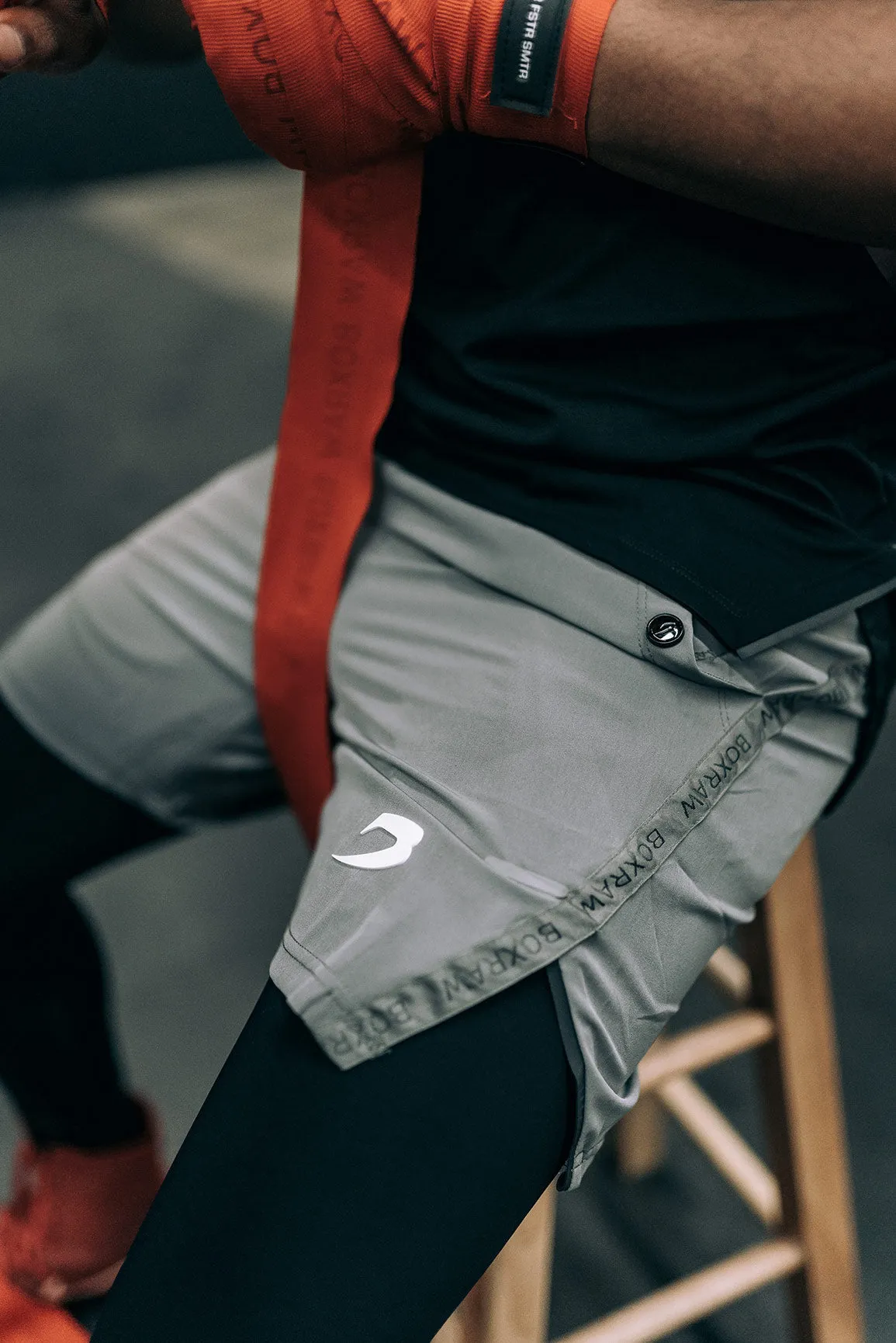 Optimized Title: Mens 2-in-1 Pep Shorts - Grey & Black Training Tights