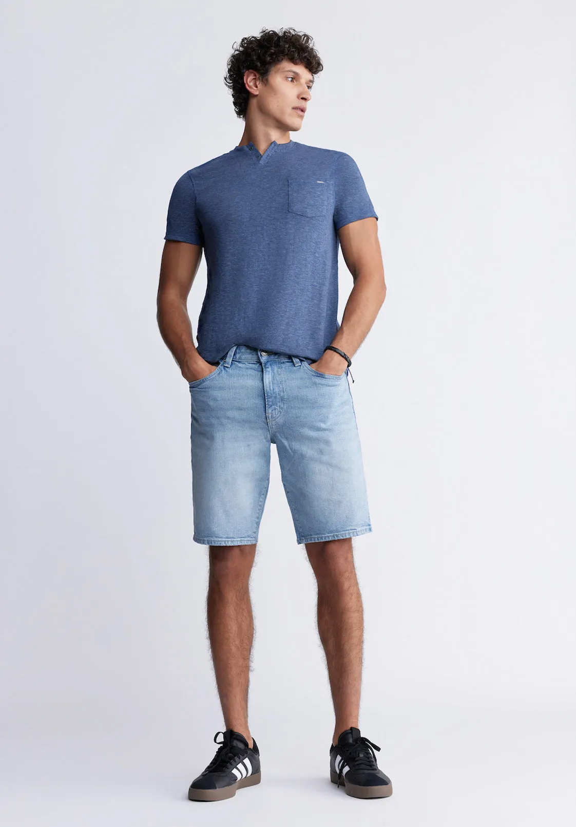 Relaxed Straight Dean Men's Denim Shorts, Authentic Worn - BM22952