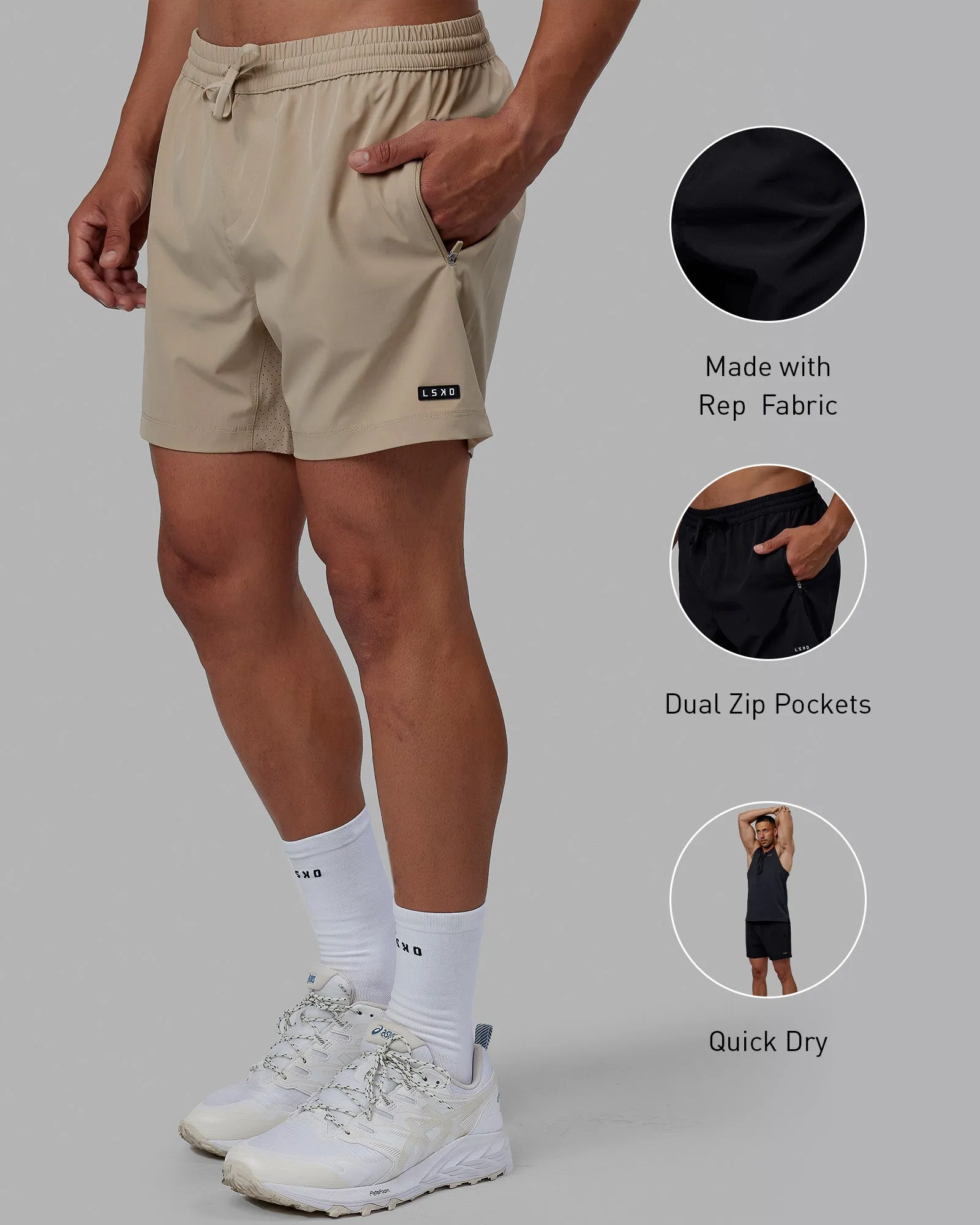 Rep 5" Performance Shorts - Taupe