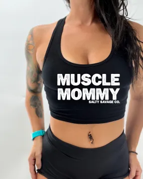 Salty Savage Ladies "MUSCLE MOMMY" Racerback Crop Tank