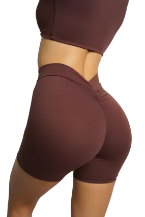 SCULPT V-BACK SHORTS - BROWN