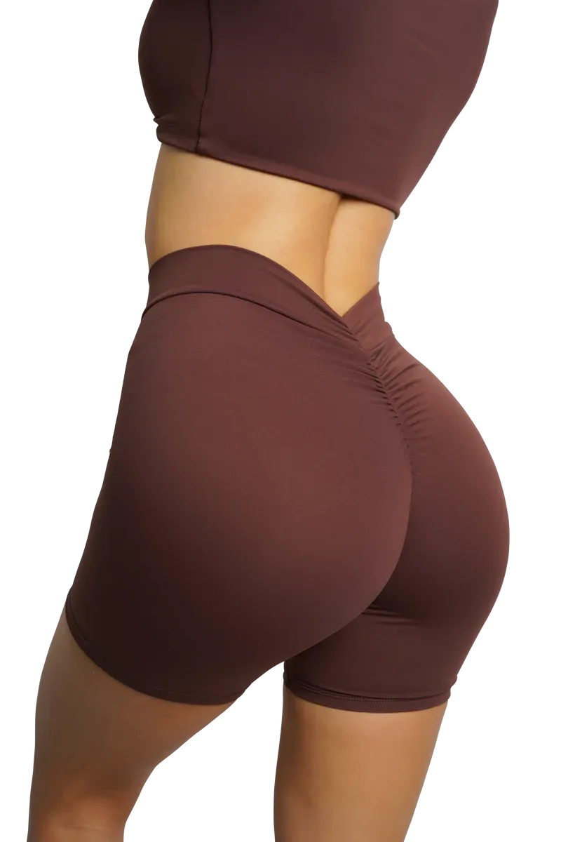 SCULPT V-BACK SHORTS - BROWN