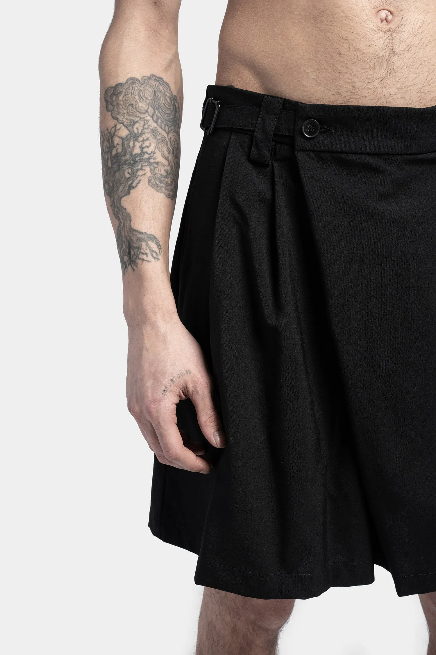 Slanted Wool Blend Shorts