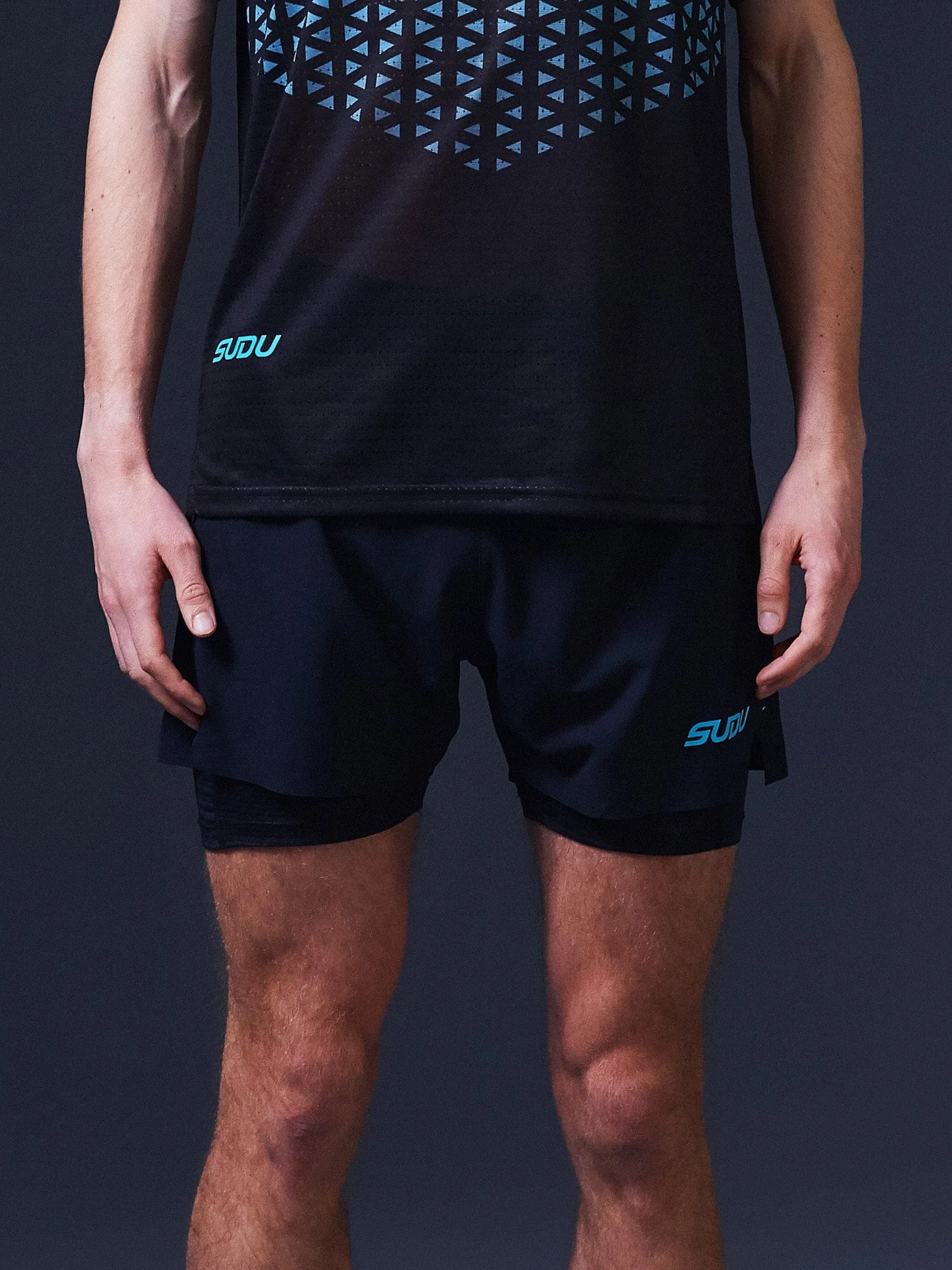 SRS 01 Run Shorts - Black/Light Blue