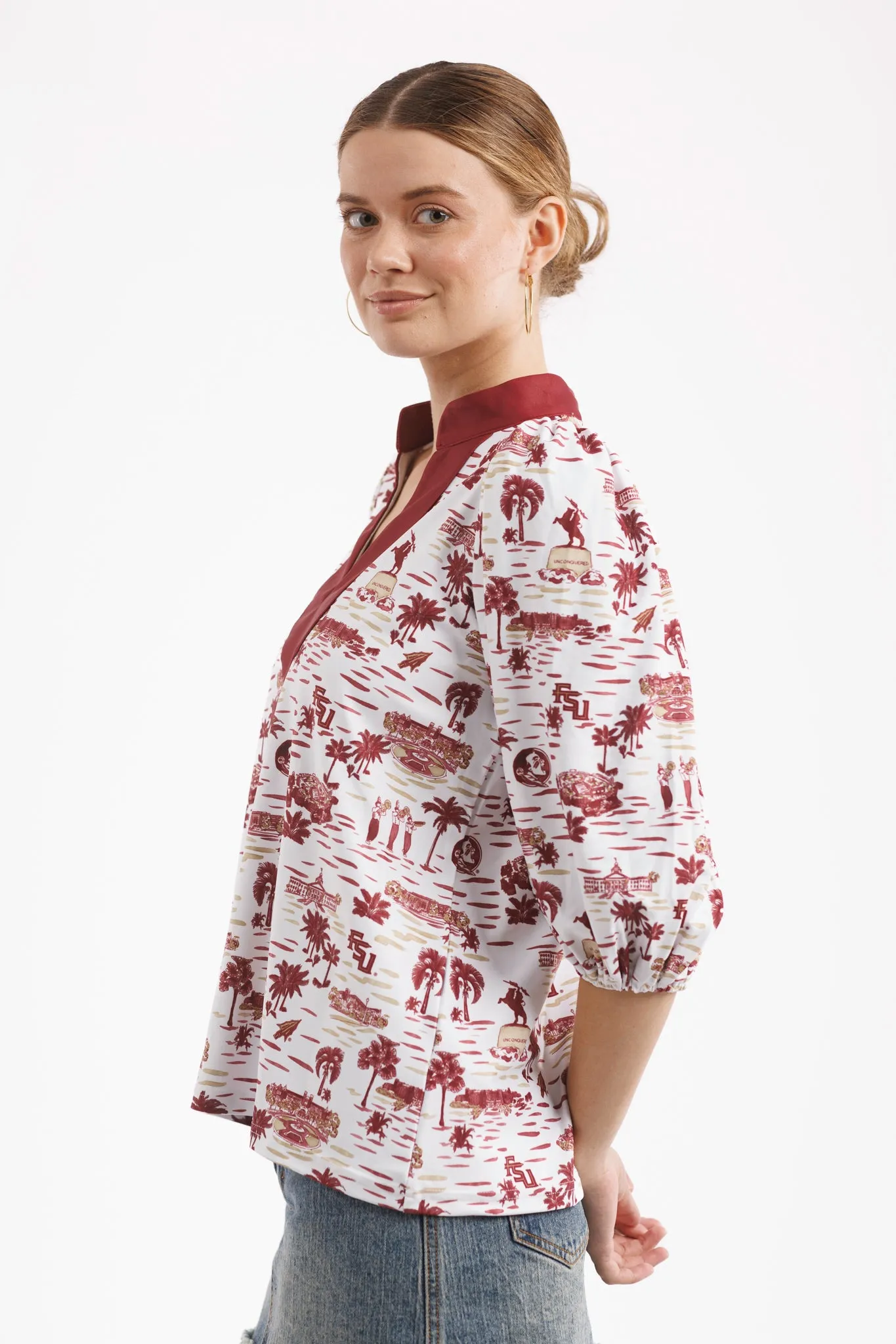 Tailgate Collection Eliza Top - Florida State Toile