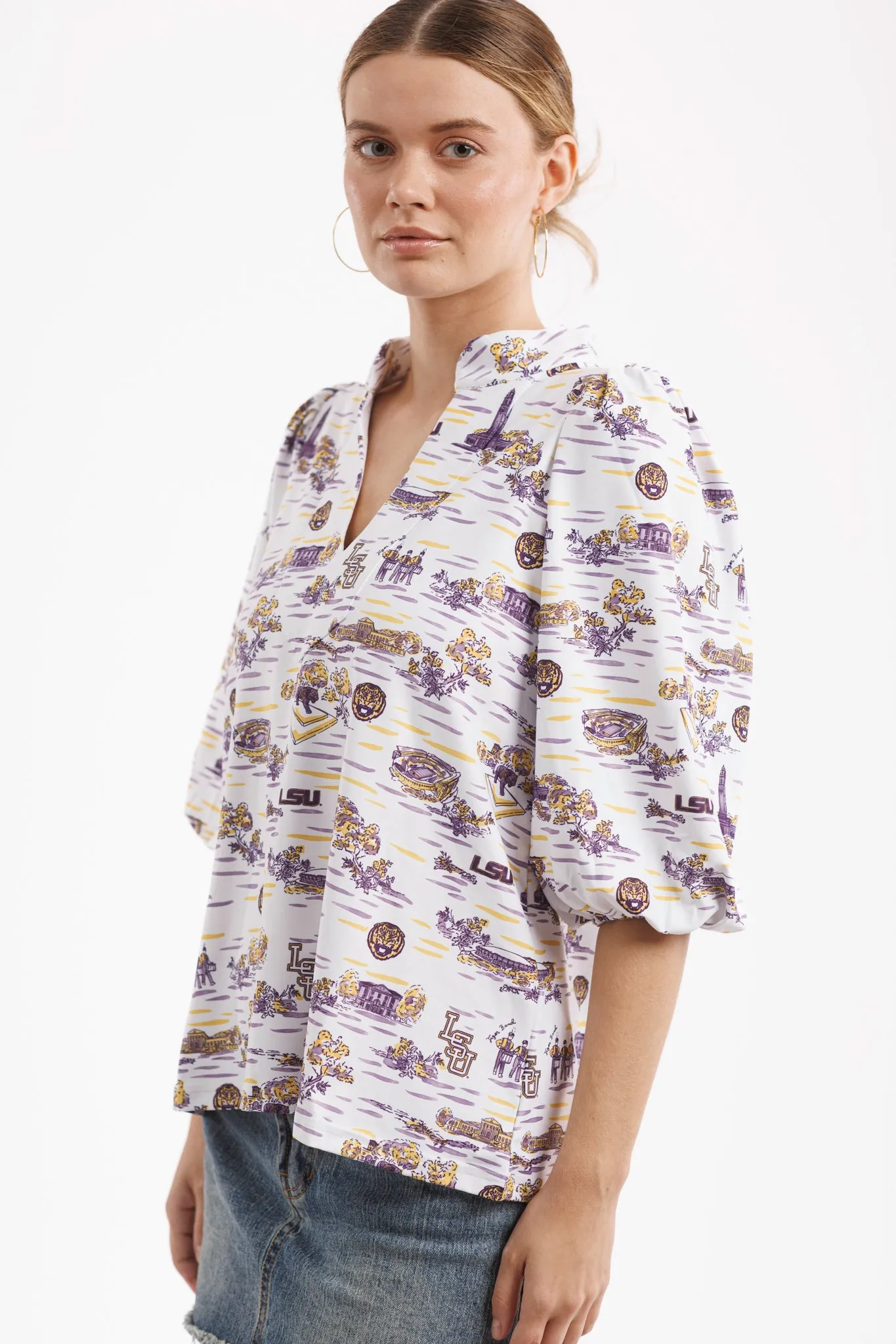 Tailgate Collection Eliza Top - LSU Toile