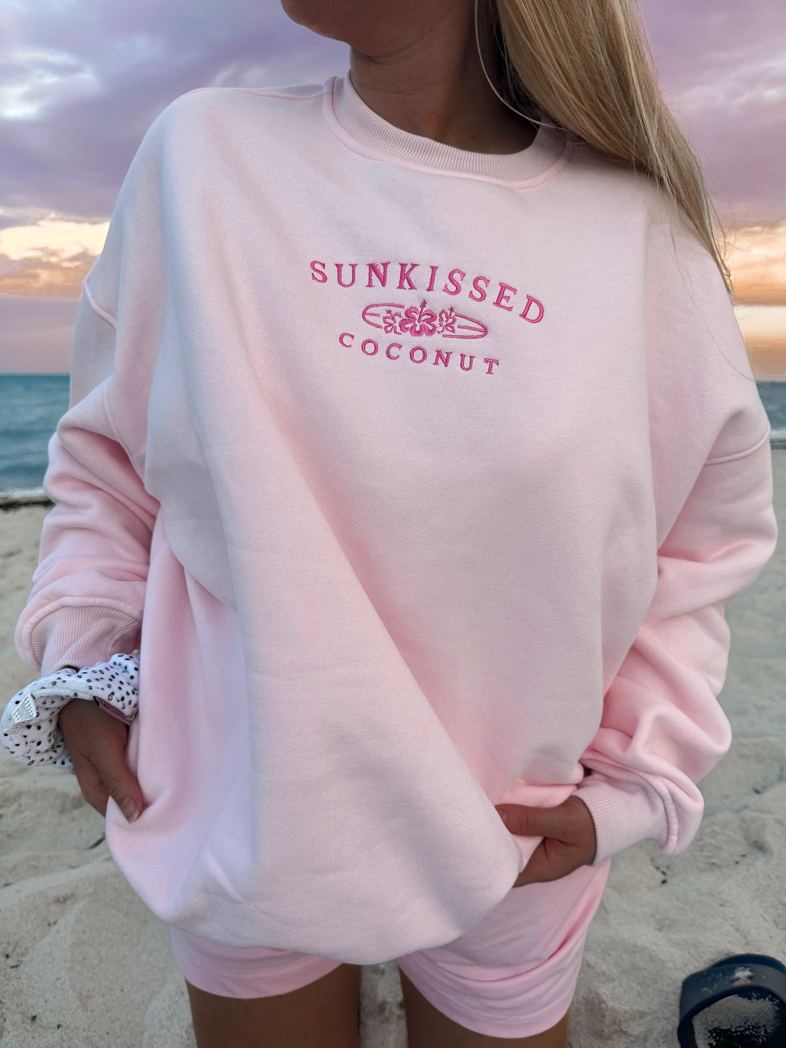 Tana Light Pink Embroider Sunkissedcoconut Sweatshirt