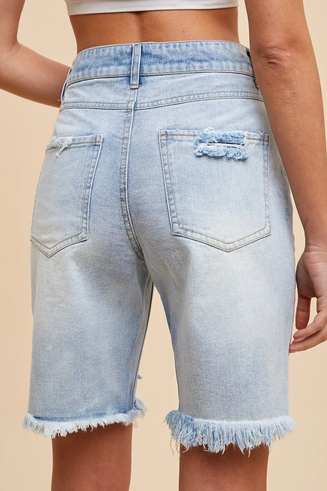 The Brekiya Distressed Bermuda Jean Shorts