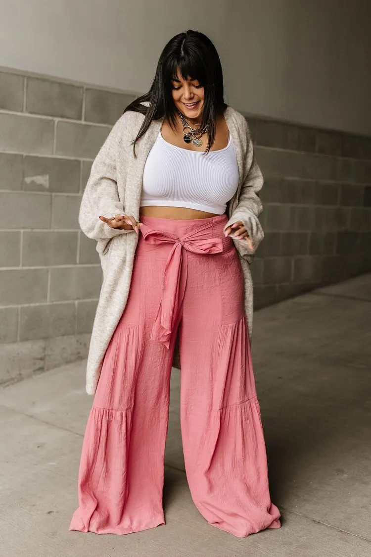 Tiered Boho Pants - Pink