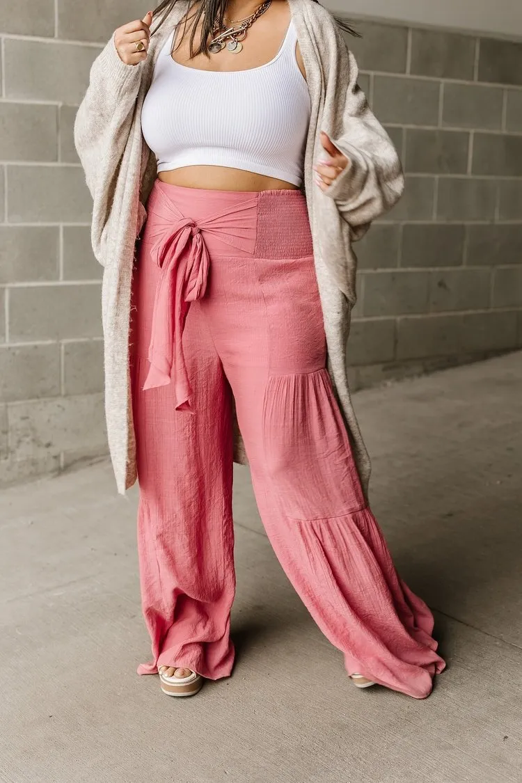 Tiered Boho Pants - Pink